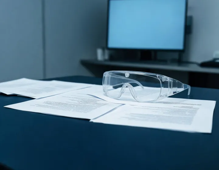 Independent sourcing desk reviewing safety eyewear briefs